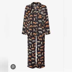 Banana Republic Women's Black and Orange Animal Print Pajama Set